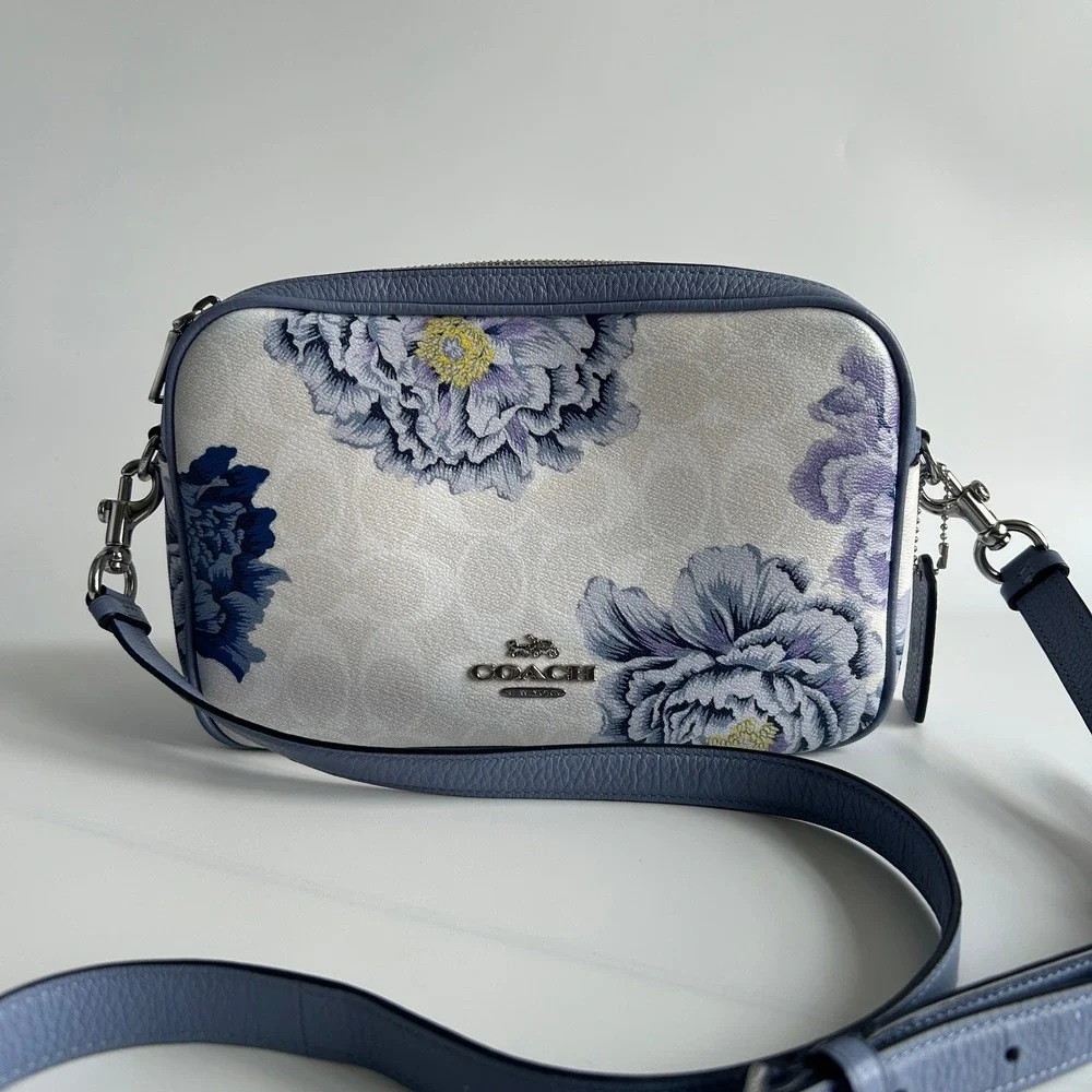 Coach Jes Crossbody Kaffe Fassett Floral Signature Canvas Leather Bag Excellent